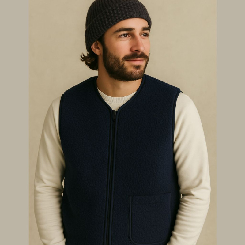 Curly Fleece MARINE Navy Blue